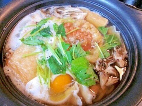 市販品の組み合せ☆　簡単「鍋焼きうどん」